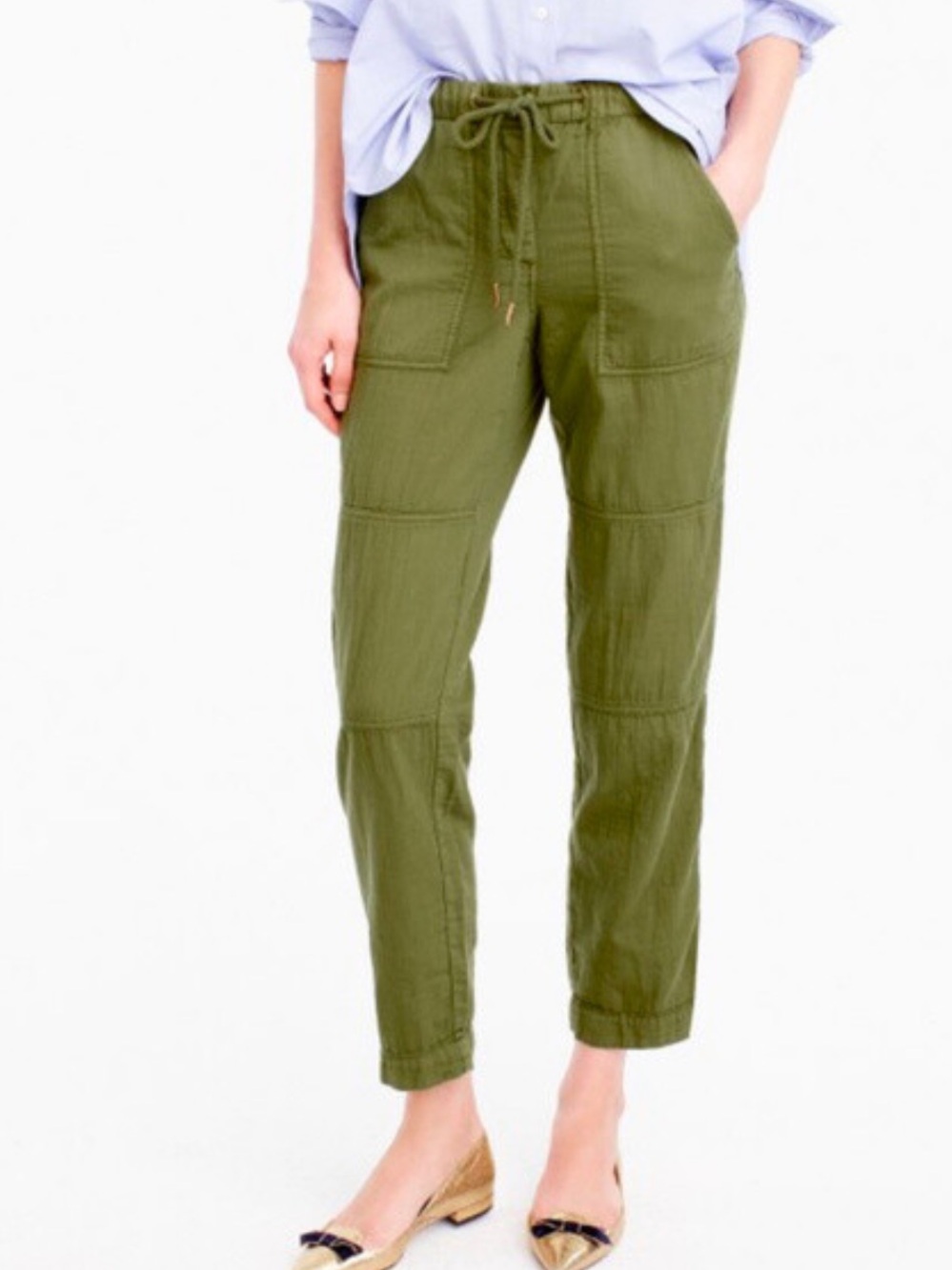 J. Crew Olive Green Cropped Cargo Pants NWT 4